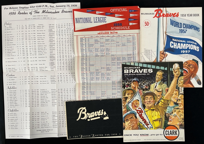 1950-59 Boston / Milwaukee Braves Memorabilia Collection - Lot of 5 