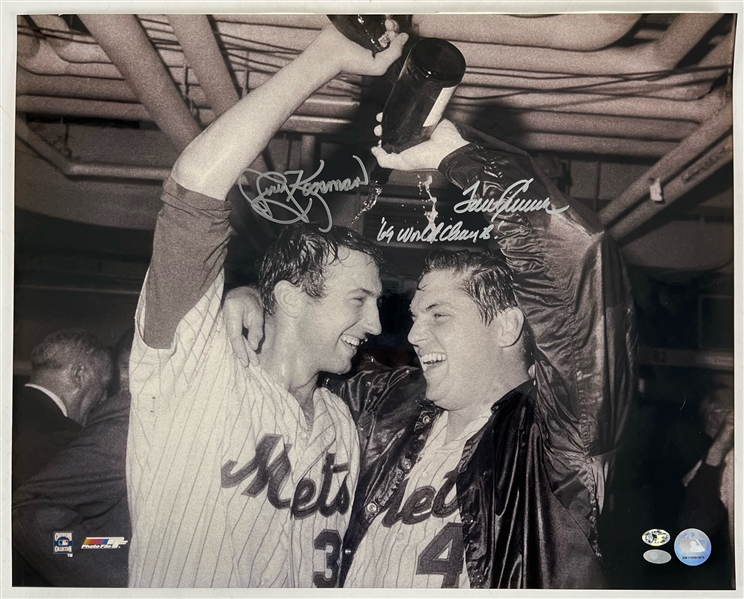 1969 Jerry Koosman & Tom Seaver NY Mets World Champs Signed 16x20 Photo (JSA)