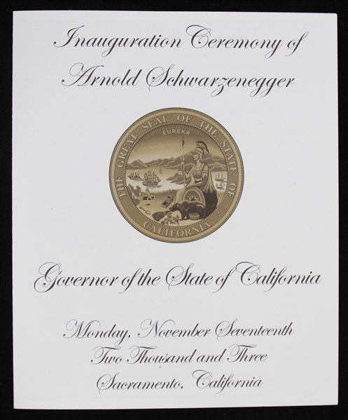 2003 Arnold Schwarzenegger Governor of California Inauguration Program