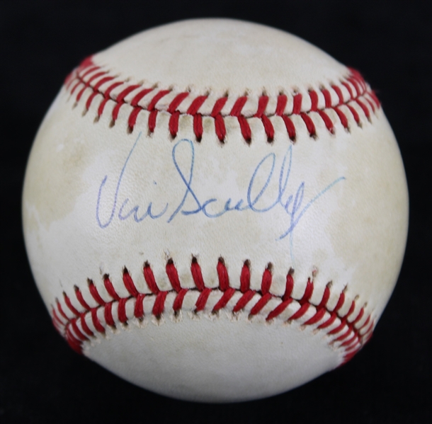 1984-86 Vin Scully Los Angeles Dodgers Signed Dodger Stadium ONL Feeney Game Used Baseball (MEARS LOA/JSA) 