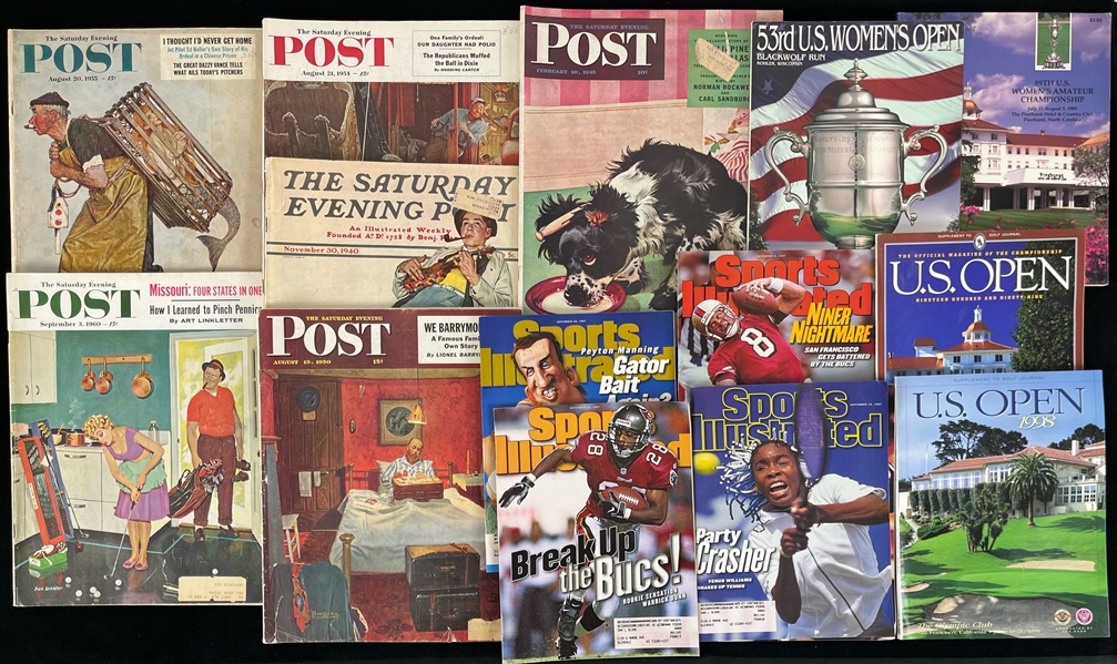 1940s-2000s Golf Football Basketball Sports Illustrated Saturday Evening Post Publication Collection - Lot of 60+