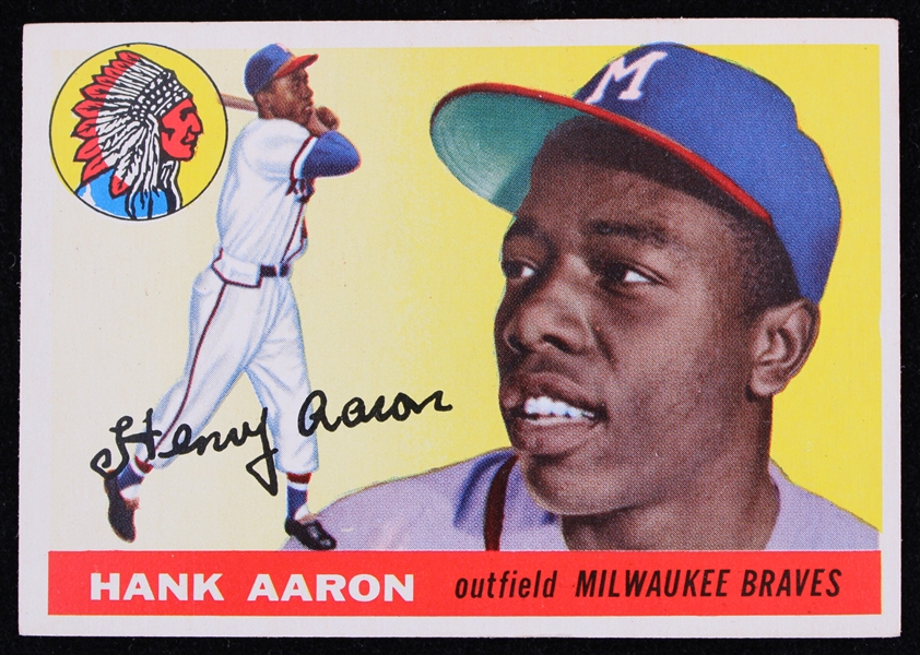 1955 Hank Aaron Milwaukee Braves Topps Trading Card #47