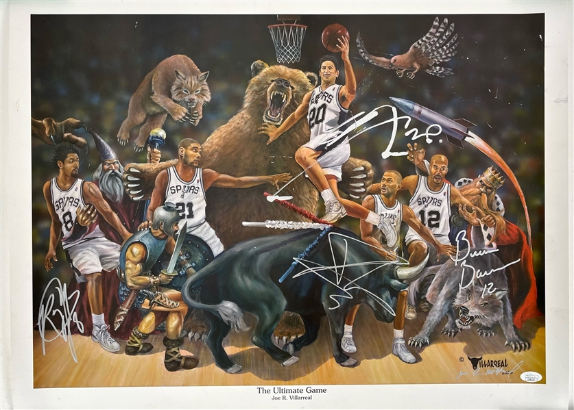 2009 San Antonio Spurs Multi Signed The Ultimate Game 20" x 26" Lithograph w/ Manu Ginobili, Tony Parker, Bruce Bowen and Roger Mason *JSA*