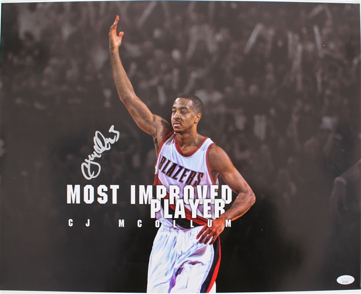 2016 CJ McCollum Portland Trail Blazers Signed 16" x 20" Most Improved Player Photo *JSA*