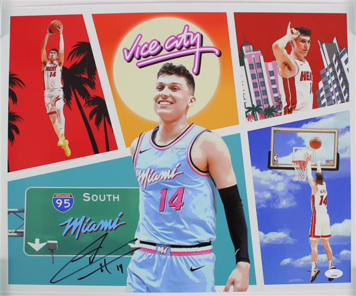 2019-24 Tyler Herro Miami Heat Signed 16" x 20" Vice City Photo Collage *JSA*