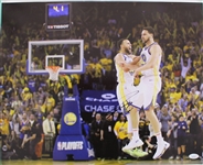 2019 Stephen Curry Golden State Warriors Signed 16" x 20" Photo Celebrating with Klay Thompson *Full JSA Letter*