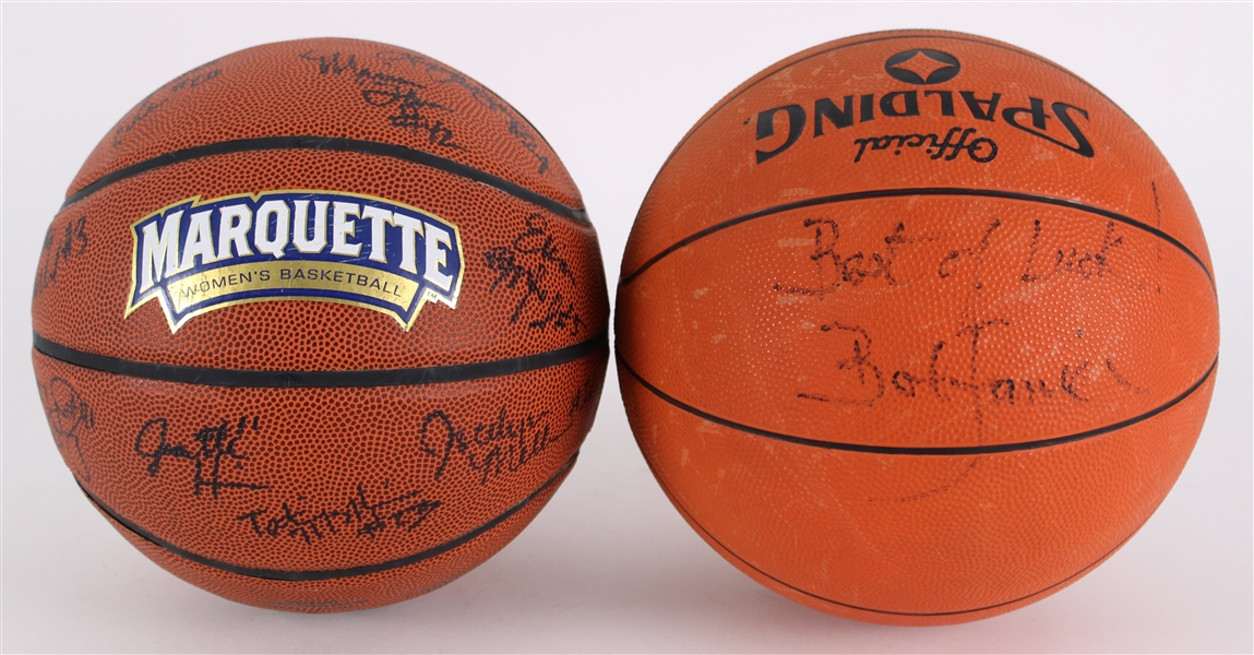 1980s-2009 Signed Basketball Collection - Lot of 2 w/ Bob Lanier & 2008-09 Marquette Womens Team Signed