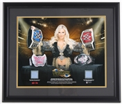 2017 Charlotte Flair WWE/NXT Womens Champion Wrestler 22" x 26" Framed Display w/ Roadblock & Smackdown Live Ring Canvas Swatches