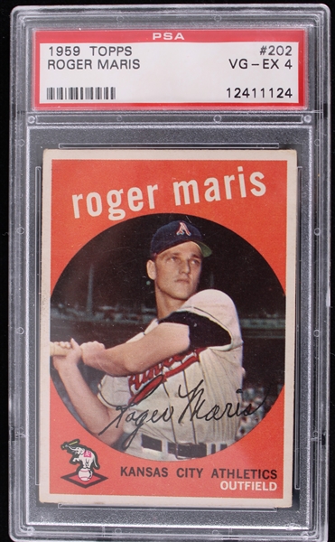 1959 Roger Maris Kansas City Athletics Topps Trading Card #202 (VG-EX 4) (PSA Slabbed)