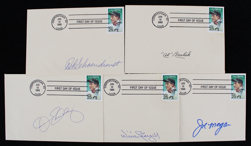 1950s-90s Red Schoendienst Dennis Eckersley Willie Stargell and More Signed Envelopes (Lot of 5) (JSA)