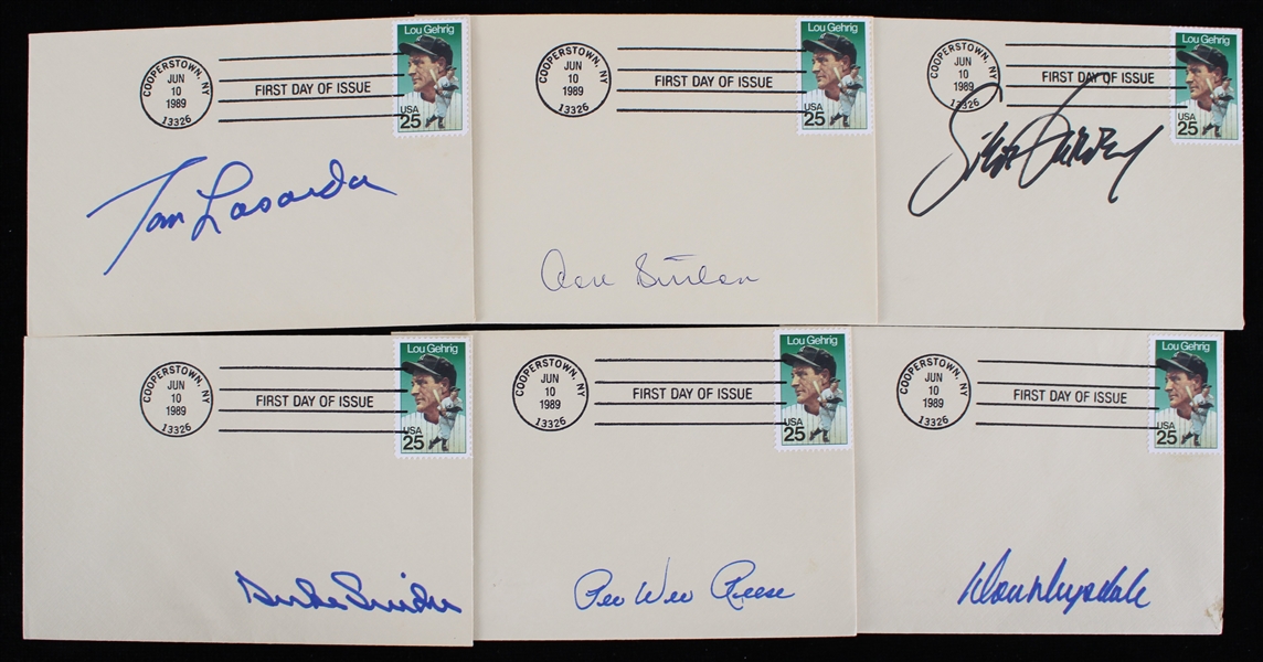 1940-1990 Pee Wee Reese Don Drysdale Tommy LaSorda and More Brooklyn/Los Angeles Dodgers Signed Envelopes (Lot of 6) (JSA)