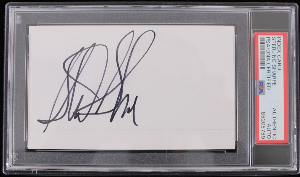 1988-94 Sterling Sharpe Green Bay Packers Signed Index Card (PSA/DNA Slabbed)