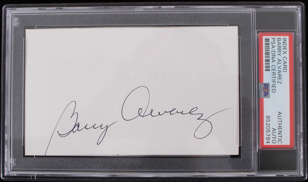 1990-2005 Barry Alvarez University of Wisconsin Head Coach Signed Index Card (PSA/DNA Slabbed)