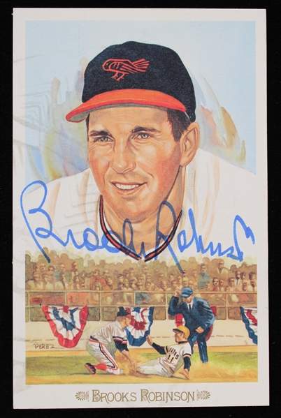 1955-77 Brooks Robinson (d.2023) Baltimore Orioles Signed Postcard (JSA)