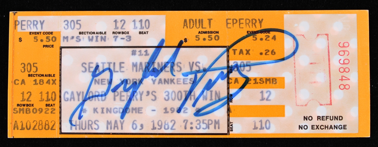 1982 Gaylord Perry 300th Win Signed Commemorative Full Ticket New York Yankees vs Seattle Mariners (JSA)