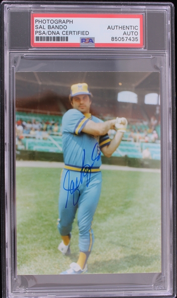 1977-81 Sal Bando (d.2023) Milwaukee Brewers Autographed 3"x5" Color Photo (PSA/DNA Slabbed)