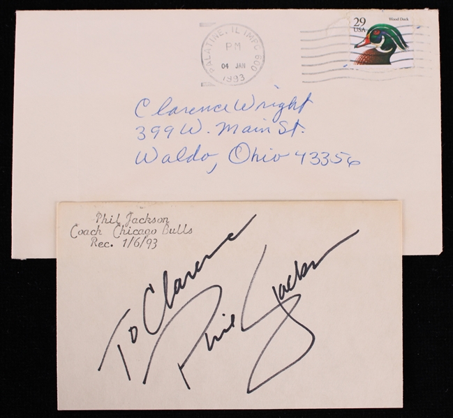 1993 Phil Jackson Chicago Bulls Signed Through The Mail Index Card
