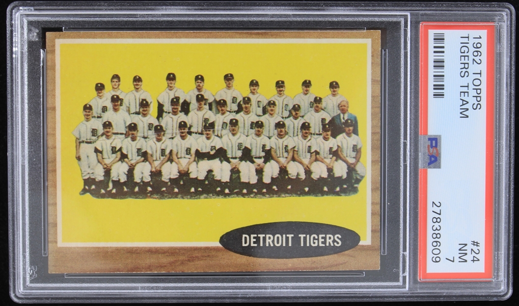 1962 Detroit Tigers Team Topps Trading Card #24 (NM 7)