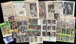 1980's-2000's Baseball Basketball Football Memorabilia Collection - Lot of 400+ w/ Milwaukee Bucks Signed Cards, Milwaukee Brewers Cards, Troy Aikam/Deion Sanders Star Pics Cards & More
