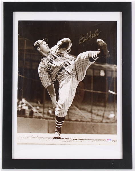 2000s Bob Feller Cleveland Indians Signed 21" x 27" Framed Photo (PSA)