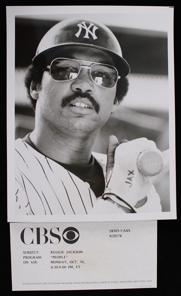 1978 Reggie Jackson New York Yankees World Champion Season  7"x9" B&W CBS Type 1 Photo