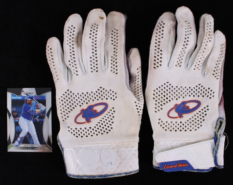 2019 Robinson Cano New York Mets Game Worn Lizard Skins Batting Gloves (MEARS LOA)