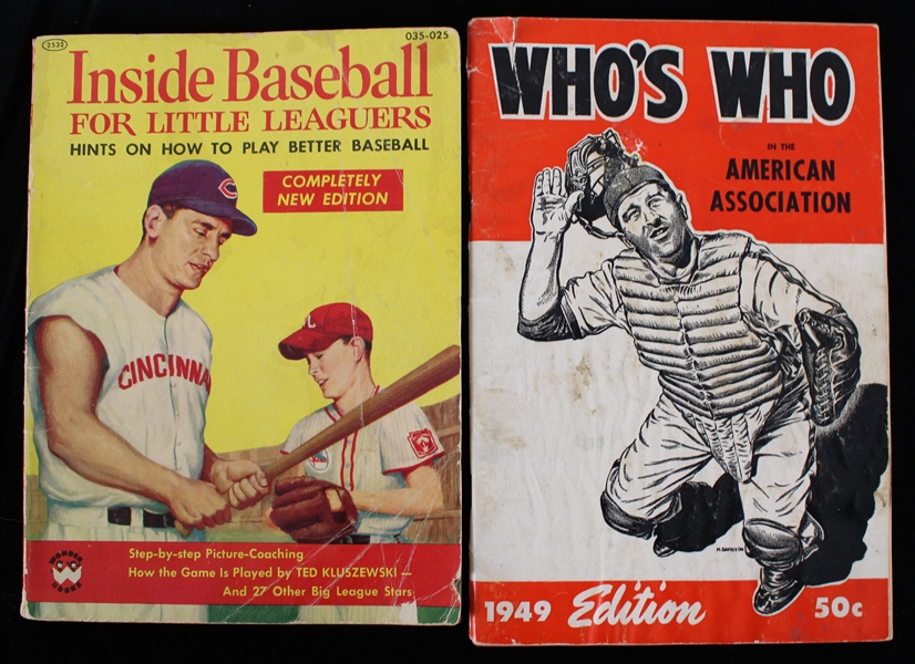 1949-56 Whos Who American Association Book and Inside Baseball for Little Leaguers Book (Lot of 2)