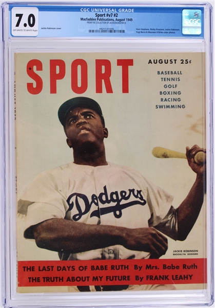 1949 Sport Magazine #v7 #2 Jackie Robinson Brooklyn Dodgers Cover (Jackson Bostwick Collection) (CGC 7.0 Slabbed)