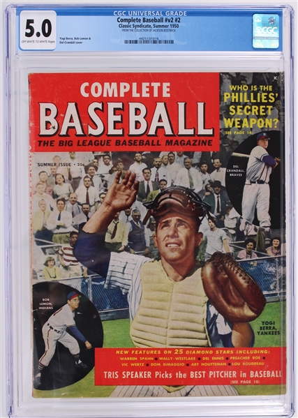 1950 Complete Baseball Magazine #v2 #2 Yogi Berra NY Yankees Cover (Jackson Bostwick Collection) (CGC Slabbed 5.0)