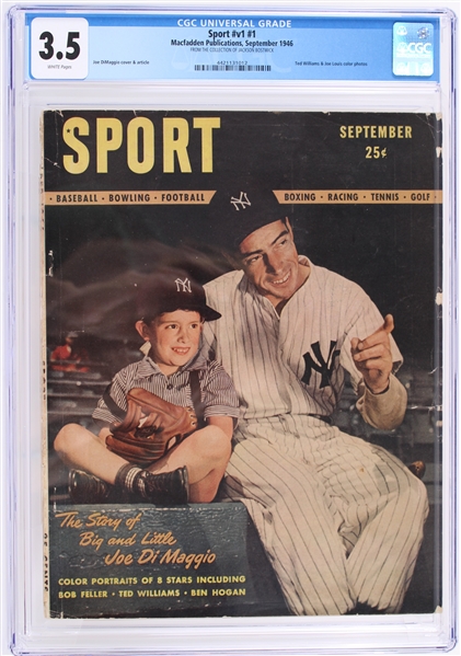 1946 Sport #v1 #1 Joe DiMaggio New York Yankees Cover (Jackson Bostwick Collection) (CGC Slabbed 3.5)
