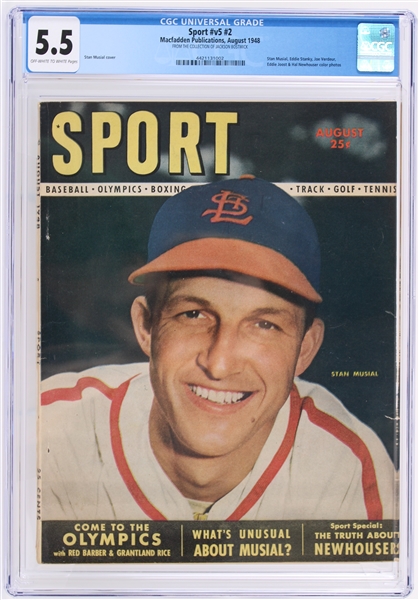 1948 Sport #v5 #2 Stan Musial St. Louis Cardinals Cover (Jackson Bostwick Collection) (CGC Slabbed 5.5)