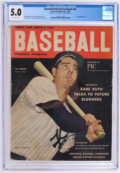 1948 Baseball Pictorial Yearbook #nn Joe DiMaggio NY Yankees Cover (Jackson Bostwick Collection) (CGC Slabbed)