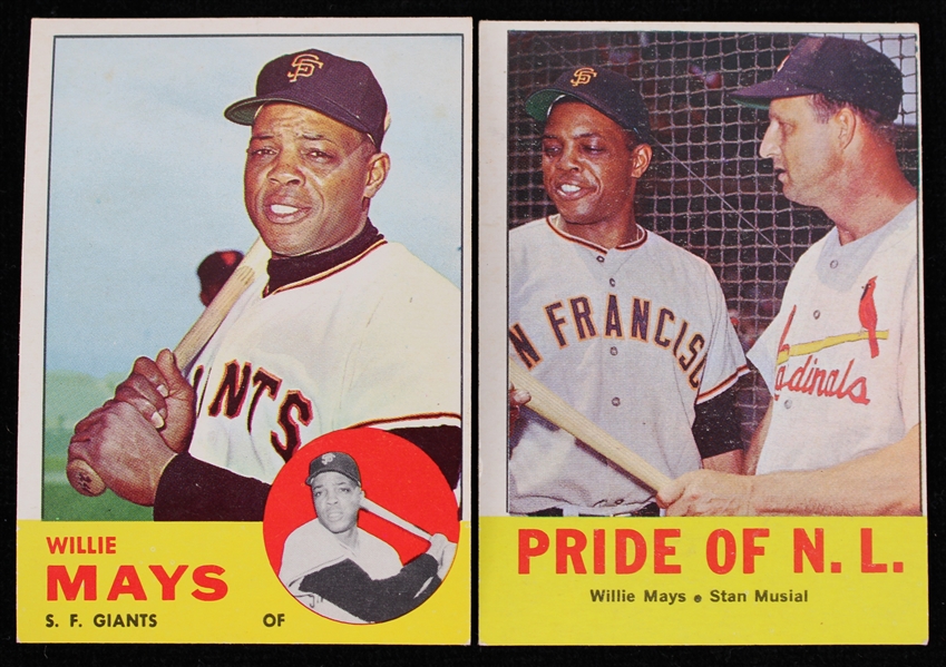 1963 Willie Mays San Francisco Giants #300 and Pride of the N.L. #138 Topps Trading Cards (Lot of 2)