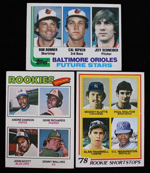 1977-1982 Andre Dawson, Paul Molitor, and Cal Ripken Jr. Topps Trading Cards (Lot of 3)