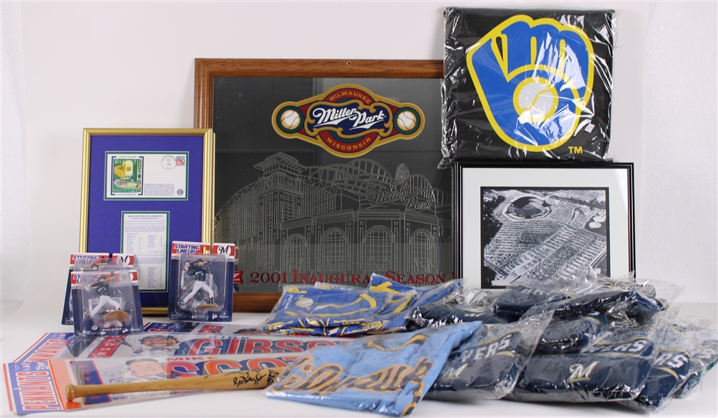 1990s-2000s Milwaukee Brewers Promotional Hats, T-Shirts, County Stadium Mirror & more (Lot of 90+)