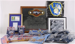 1990s-2000s Milwaukee Brewers Promotional Hats, T-Shirts, County Stadium Mirror & more (Lot of 90+)