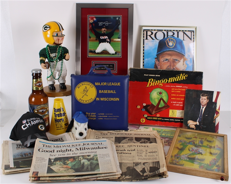 1940s-2000s Baseball, Football, Basketball Memorabilia (Lot of 70+)