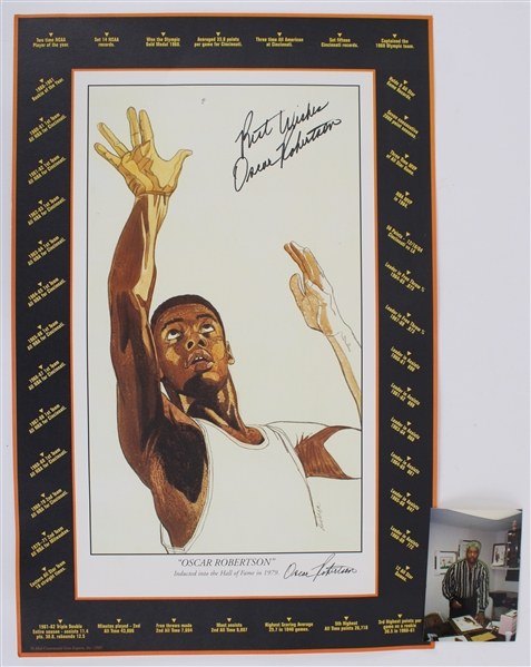 1995 Oscar Robertson Milwaukee Bucks Signed 15x23 Print (JSA)