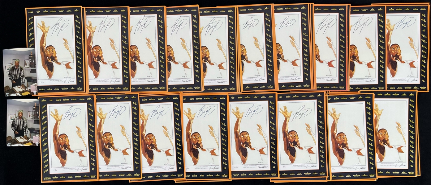 1970-1974 Oscar Robertson Milwaukee Bucks Signed 6x9 HOF Prints (Lot of 85+)(JSA)