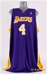 2007-08 Luke Walton Los Angeles Lakers Signed Game Worn Road Jersey (MEARS A10/Lakers COA/JSA)