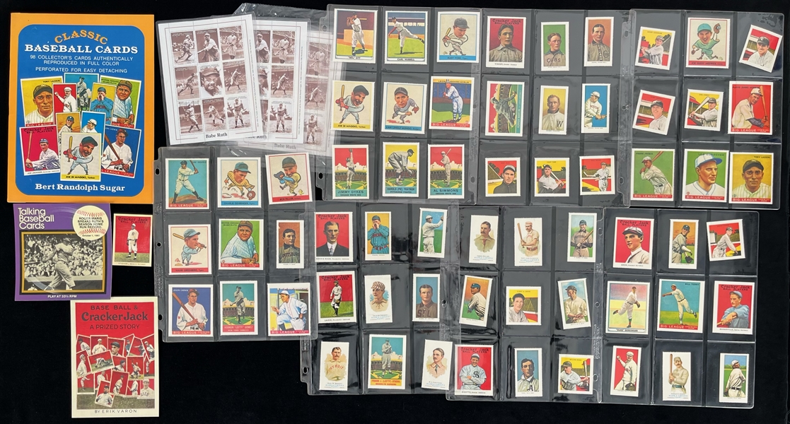 1960s-90s Baseball Memorabilia Collection - Lot of 100 w/ Roger Maris Talking Baseball Card, Babe Ruth Stamp Sheets & Classic Baseball Cards Reprints