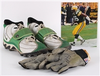 1997-99 Bernardo Harris Green Bay Packers Signed Game Worn Cleats & Gloves (MEARS LOA/JSA)