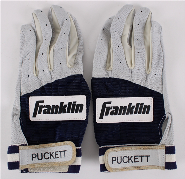 1990-95 Kirby Puckett Minnesota Twins Game Worn Franklin Batting Gloves (MEARS LOA)