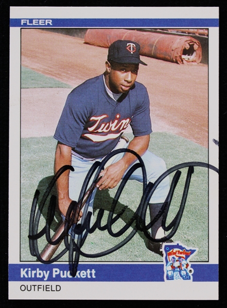 1984 Kirby Puckett Minnesota Twins Autographed Fleer Rookie Card U-93 (JSA)