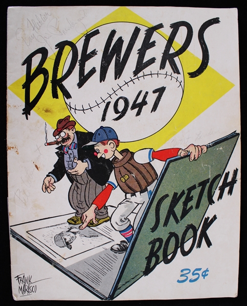 1947 Jim Pendleton Ray Fletcher Al Dark and More Milwaukee Brewers Signed Sketch Book 