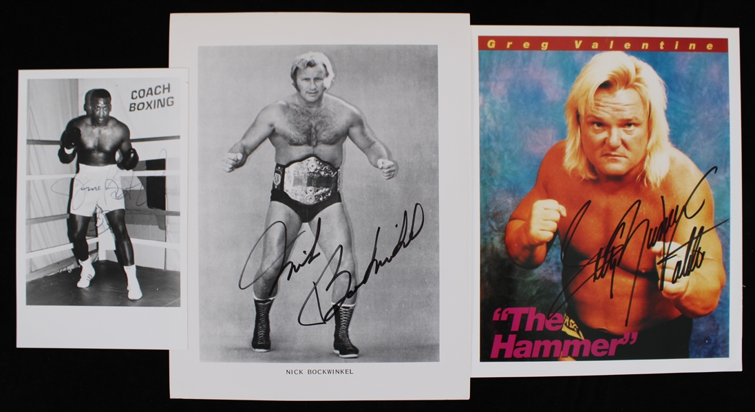 1954-87 Nick Bockwinkel and Greg "The Hammer" Valentine Signed 8x10 Photos (Lot of 3) (JSA)