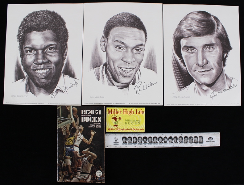 1970s Jon McGlocklin Bob Dandridge Ron Williams and More Milwaukee Bucks Memorabilia (Lot of 6)