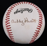 1989-90 Buddy Hassett Brooklyn Dodgers Signed ONL White Baseball (JSA)