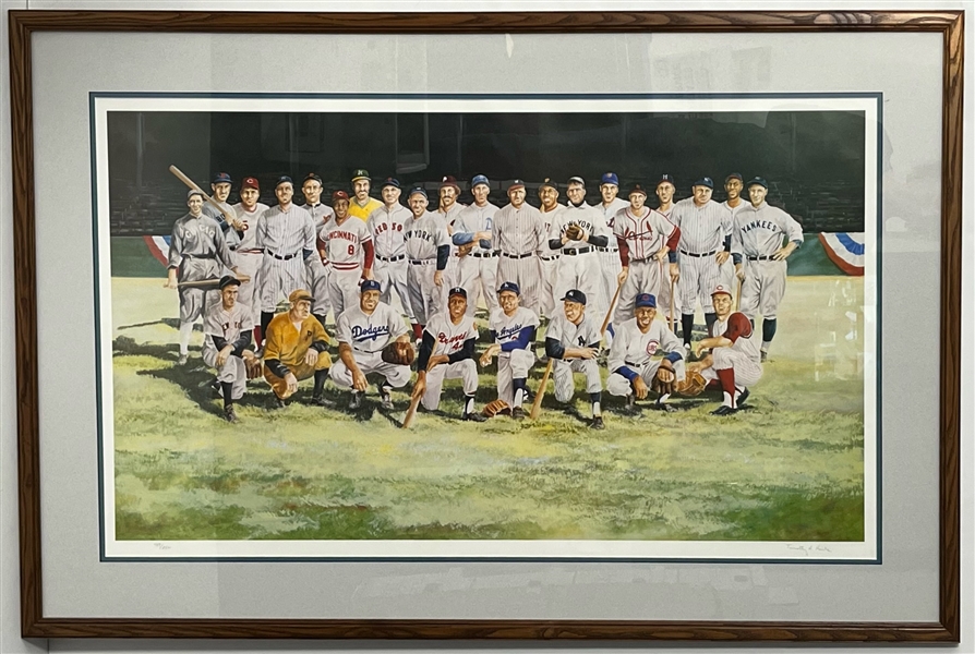 1992 Legends of Baseball 30" x 46" Framed Artist Signed Lithograph