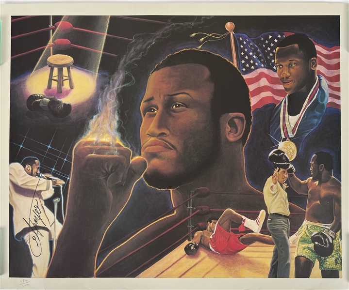 1990s Joe Frazier World Heavyweight Champion Signed 24" x 30" Lithograph (JSA) 182/1000